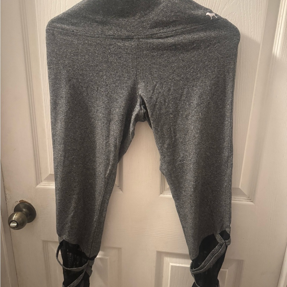 PINK Victoria's Secret Charcoal Leggings with Black Details